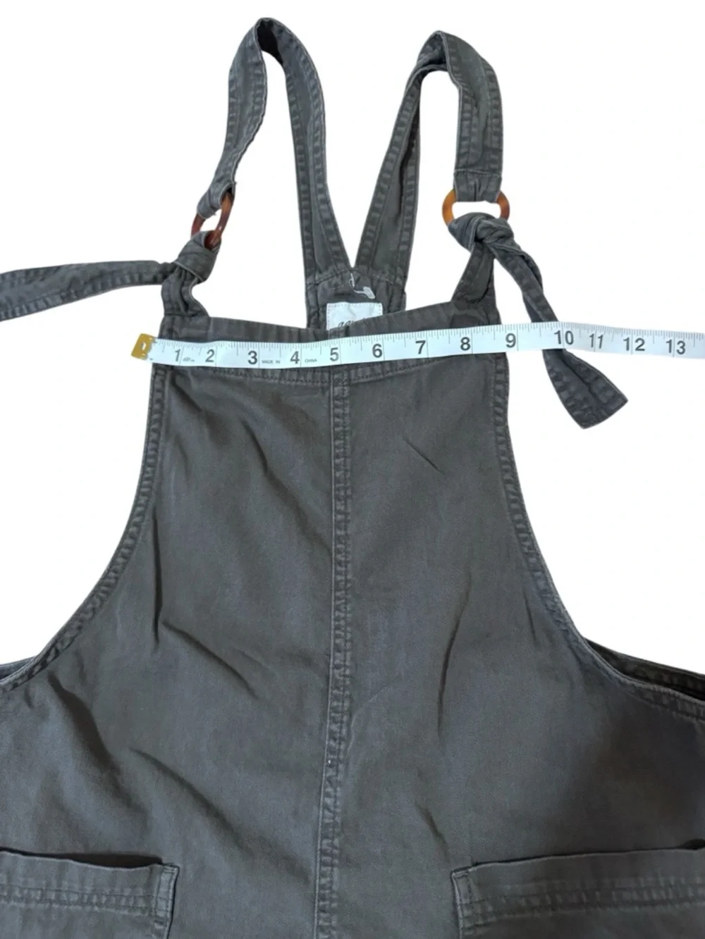 aerie Black Grey Denim Short Overalls - Picture 5 of 8